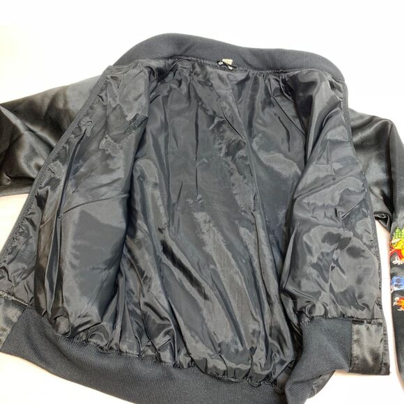 Vintage Korea Souvenir Embroidered Satin Bomber Jacket Military Style Size 13/14 - Picture 10 of 13